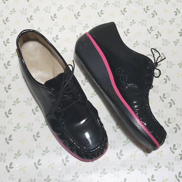 SAS Shoes - SAS Patent Black/Pink Nursing Shoes sz8.5 GUC